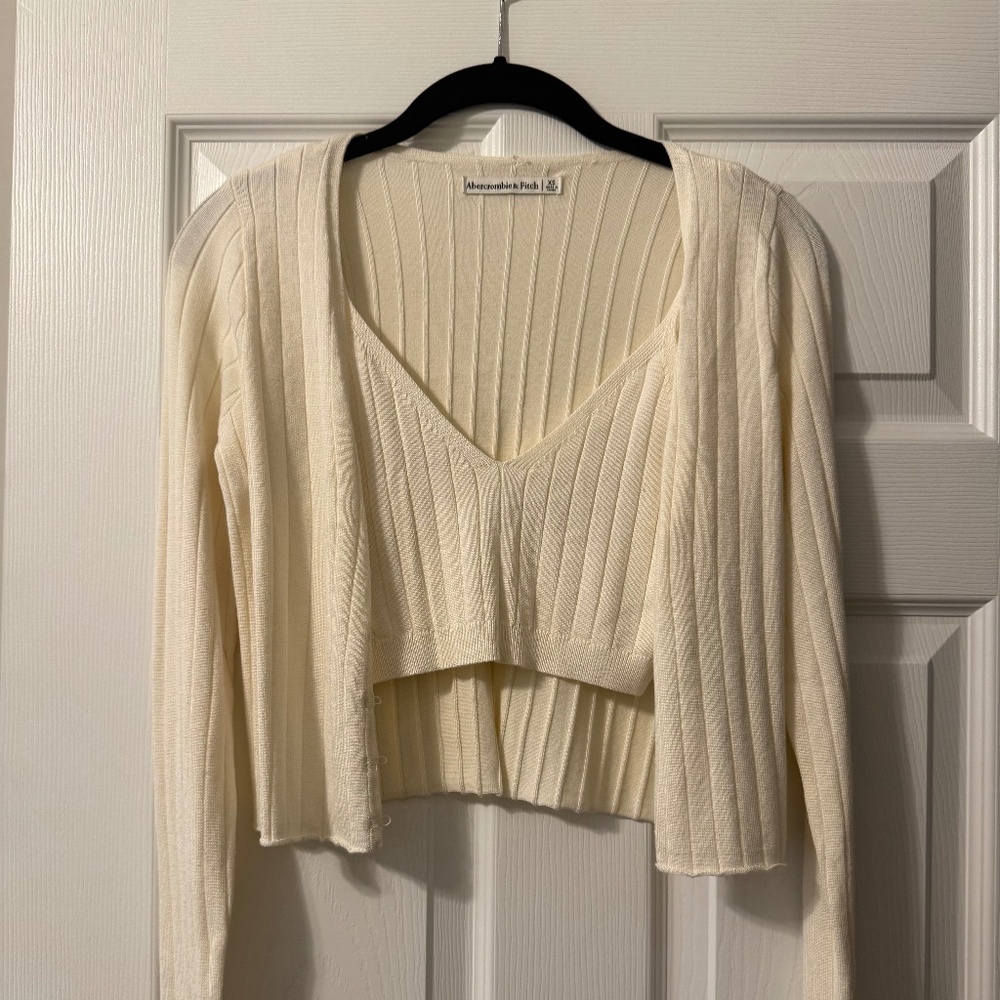 Abercrombie & Fitch Ribbed Knit Bralette and Cardigan Set
